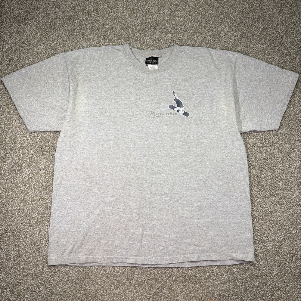 Vintage Snowboard T Shirt Size XXL Double Sided Gray Huge Brand Y2K Essentials